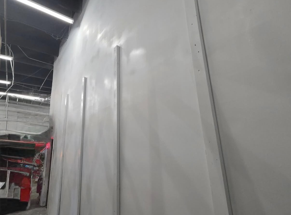 Refinished smooth wall after renovation